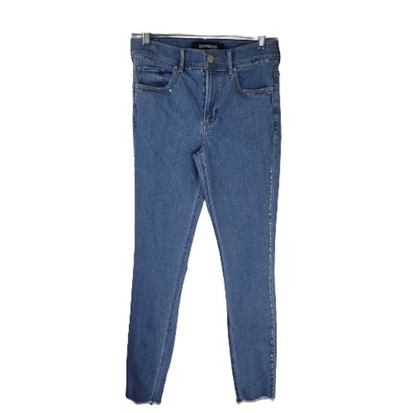 Express High Waisted Embellished Stripe Stretch Ankle Leggings Jeans - Picture 4 of 15